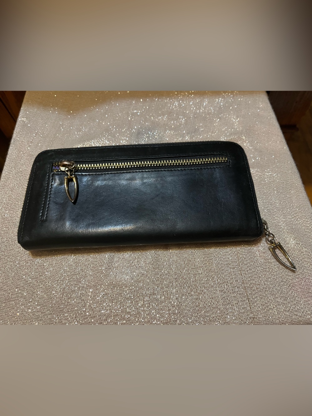 Tusk Single Zip Gusseted Classic Leather Wallet Black - Picture 3 of 9